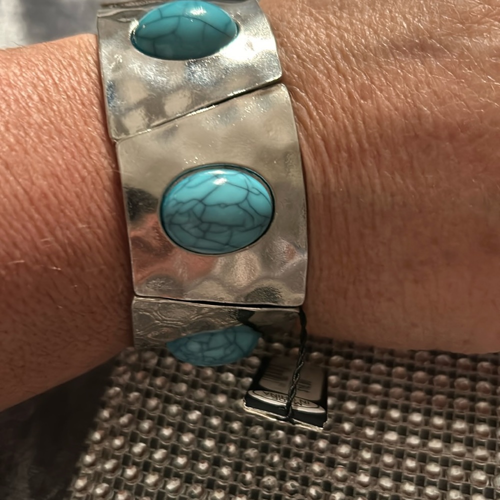 Avenue silver aqua stone bracelet cuff